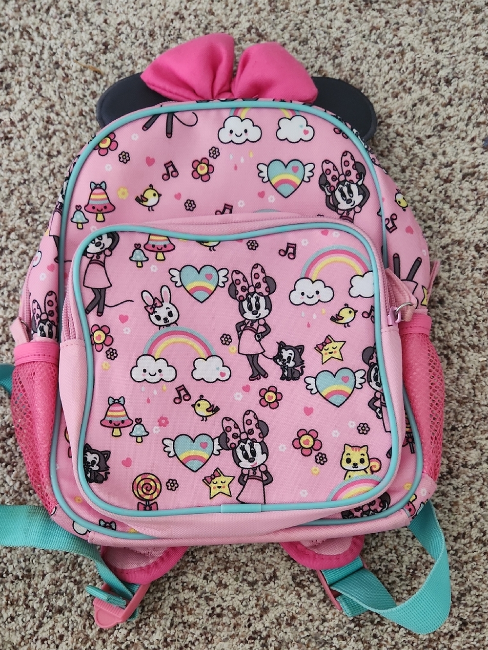 Disney Pink Minnie Mouse Kids Backpack with Rainbows & Hearts